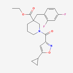 molecular formula C22H24F2N2O4 B6082003 ethyl 1-[(5-cyclopropyl-3-isoxazolyl)carbonyl]-3-(2,4-difluorobenzyl)-3-piperidinecarboxylate 