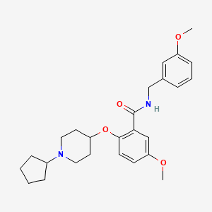 2-[(1-cyclopentyl-4-piperidinyl)oxy]-5-methoxy-N-(3-methoxybenzyl)benzamide