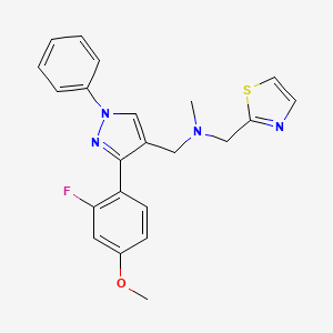 molecular formula C22H21FN4OS B6082047 1-[3-(2-fluoro-4-methoxyphenyl)-1-phenyl-1H-pyrazol-4-yl]-N-methyl-N-(1,3-thiazol-2-ylmethyl)methanamine 