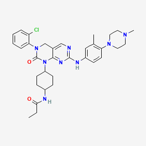 molecular formula C33H41ClN8O2 B608205 N-(trans-4-(3-(2-Chlorophenyl)-7-((3-methyl-4-(4-methylpiperazin-1-yl)phenyl)amino)-2-oxo-3,4-dihydropyrimido[4,5-d]pyrimidin-1(2H)-yl)cyclohexyl)propionamide CAS No. 2260886-64-2