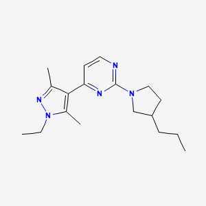 molecular formula C18H27N5 B6082065 4-(1-ethyl-3,5-dimethyl-1H-pyrazol-4-yl)-2-(3-propylpyrrolidin-1-yl)pyrimidine 