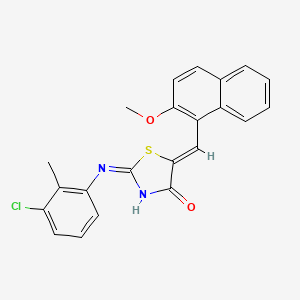 molecular formula C22H17ClN2O2S B6082090 2-[(3-chloro-2-methylphenyl)amino]-5-[(2-methoxy-1-naphthyl)methylene]-1,3-thiazol-4(5H)-one 
