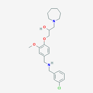 molecular formula C24H33ClN2O3 B6082112 1-(1-azepanyl)-3-(4-{[(3-chlorobenzyl)amino]methyl}-2-methoxyphenoxy)-2-propanol 