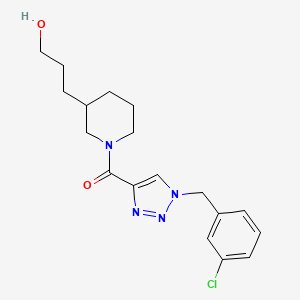 molecular formula C18H23ClN4O2 B6082129 3-(1-{[1-(3-chlorobenzyl)-1H-1,2,3-triazol-4-yl]carbonyl}-3-piperidinyl)-1-propanol 