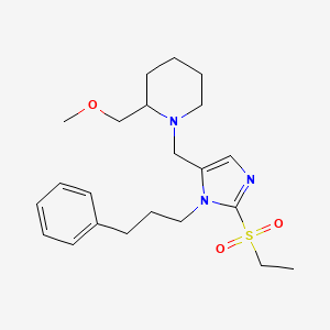 molecular formula C22H33N3O3S B6082160 1-{[2-(ethylsulfonyl)-1-(3-phenylpropyl)-1H-imidazol-5-yl]methyl}-2-(methoxymethyl)piperidine 
