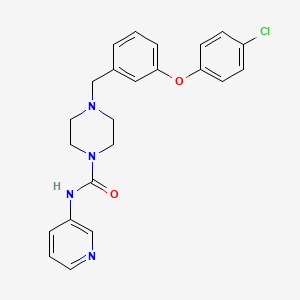 molecular formula C23H23ClN4O2 B608217 1-哌嗪甲酰胺，4-((3-(4-氯苯氧基)苯基)甲基)-N-3-吡啶基- CAS No. 1394894-41-7