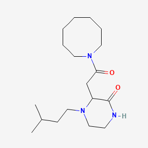 molecular formula C18H33N3O2 B6082226 3-[2-(1-azocanyl)-2-oxoethyl]-4-(3-methylbutyl)-2-piperazinone 
