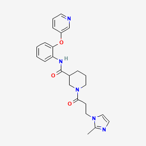 molecular formula C24H27N5O3 B6082242 1-[3-(2-methyl-1H-imidazol-1-yl)propanoyl]-N-[2-(3-pyridinyloxy)phenyl]-3-piperidinecarboxamide 