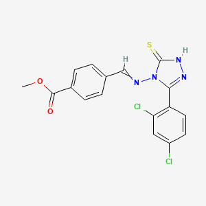 molecular formula C17H12Cl2N4O2S B6082245 methyl 4-({[3-(2,4-dichlorophenyl)-5-mercapto-4H-1,2,4-triazol-4-yl]imino}methyl)benzoate 