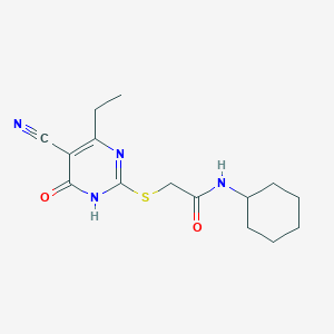 molecular formula C15H20N4O2S B6082260 2-[(5-cyano-4-ethyl-6-oxo-1,6-dihydro-2-pyrimidinyl)thio]-N-cyclohexylacetamide 