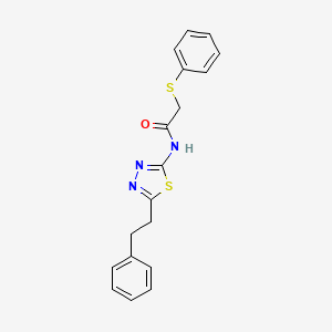 molecular formula C18H17N3OS2 B6082289 N-[5-(2-phenylethyl)-1,3,4-thiadiazol-2-yl]-2-(phenylthio)acetamide 