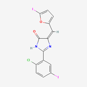 molecular formula C14H7ClI2N2O2 B6082292 2-(2-chloro-5-iodophenyl)-5-[(5-iodo-2-furyl)methylene]-3,5-dihydro-4H-imidazol-4-one 