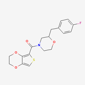 molecular formula C18H18FNO4S B6082305 4-(2,3-dihydrothieno[3,4-b][1,4]dioxin-5-ylcarbonyl)-2-(4-fluorobenzyl)morpholine 