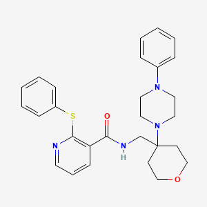 N-((4-(4-phenylpiperazin-1-yl)tetrahydro-2H-pyran-4-yl)methyl)-2-(phenylthio)nicotinamide