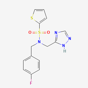 molecular formula C14H13FN4O2S2 B608232 N-[(4-fluorophenyl)methyl]-N-(1H-1,2,4-triazol-5-ylmethyl)thiophene-2-sulfonamide CAS No. 836671-12-6