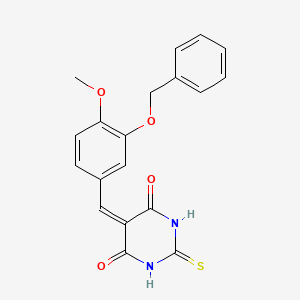 molecular formula C19H16N2O4S B6082324 5-[3-(benzyloxy)-4-methoxybenzylidene]-2-thioxodihydro-4,6(1H,5H)-pyrimidinedione 