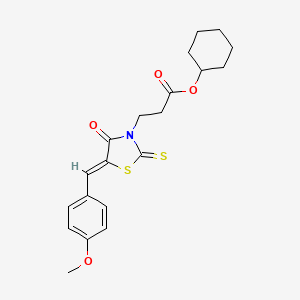 molecular formula C20H23NO4S2 B6082329 cyclohexyl 3-[5-(4-methoxybenzylidene)-4-oxo-2-thioxo-1,3-thiazolidin-3-yl]propanoate 