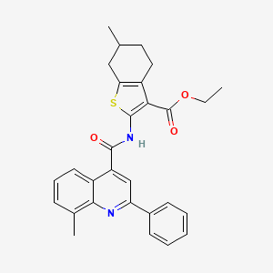 molecular formula C29H28N2O3S B6082341 ethyl 6-methyl-2-{[(8-methyl-2-phenyl-4-quinolinyl)carbonyl]amino}-4,5,6,7-tetrahydro-1-benzothiophene-3-carboxylate 