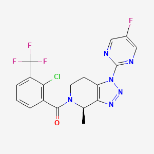 molecular formula C18H13ClF4N6O B608235 (r)-(2-Chloro-3-(trifluoromethyl)phenyl)(1-(5-fluoropyrimidin-2-yl)-4-methyl-1,4,6,7-tetrahydro-5h-[1,2,3]triazolo[4,5-c]pyridin-5-yl)methanone CAS No. 1627902-21-9