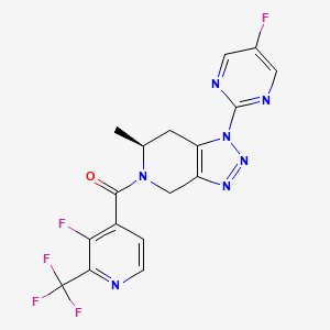 molecular formula C17H12F5N7O B608236 (S)-(3-fluoro-2-(trifluoromethyl)pyridin-4-yl)(1-(5-fluoropyrimidin-2-yl)-6-methyl-6,7-dihydro-1H-[1,2,3]triazolo[4,5-c]pyridin-5(4H)-yl)methanone CAS No. 2166558-11-6