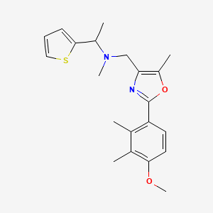 molecular formula C21H26N2O2S B6082399 N-{[2-(4-methoxy-2,3-dimethylphenyl)-5-methyl-1,3-oxazol-4-yl]methyl}-N-methyl-1-(2-thienyl)ethanamine 