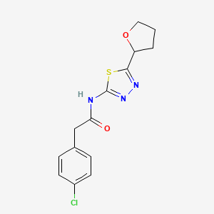 molecular formula C14H14ClN3O2S B6082434 2-(4-chlorophenyl)-N-[5-(tetrahydro-2-furanyl)-1,3,4-thiadiazol-2-yl]acetamide 