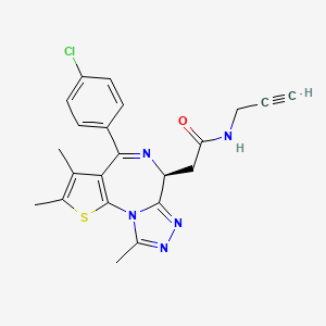 molecular formula C22H20ClN5OS B608252 (S)-2-(4-(4-chlorophenyl)-2,3,9-trimethyl-6H-thieno[3,2-f][1,2,4]triazolo[4,3-a][1,4]diazepin-6-yl)-N-(prop-2-yn-1-yl)acetamide CAS No. 2115701-93-2