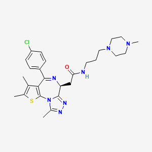 molecular formula C27H34ClN7OS B608253 (S)-2-(4-(4-chlorophenyl)-2,3,9-trimethyl-6H-thieno[3,2-f][1,2,4]triazolo[4,3-a][1,4]diazepin-6-yl)-N-(3-(4-methylpiperazin-1-yl)propyl)acetamide CAS No. 1349719-98-7