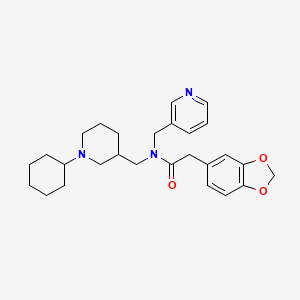 molecular formula C27H35N3O3 B6082536 2-(1,3-benzodioxol-5-yl)-N-[(1-cyclohexyl-3-piperidinyl)methyl]-N-(3-pyridinylmethyl)acetamide 