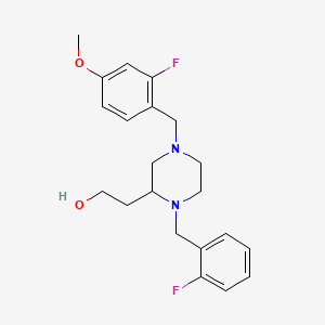 molecular formula C21H26F2N2O2 B6082546 2-[1-(2-fluorobenzyl)-4-(2-fluoro-4-methoxybenzyl)-2-piperazinyl]ethanol 