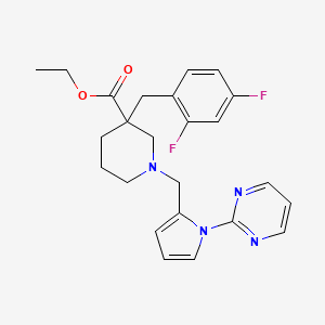 molecular formula C24H26F2N4O2 B6082579 ethyl 3-(2,4-difluorobenzyl)-1-{[1-(2-pyrimidinyl)-1H-pyrrol-2-yl]methyl}-3-piperidinecarboxylate 