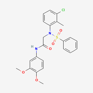 2-[N-(benzenesulfonyl)-3-chloro-2-methylanilino]-N-(3,4-dimethoxyphenyl)acetamide