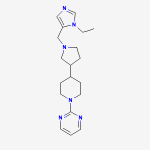 molecular formula C19H28N6 B6082614 2-(4-{1-[(1-ethyl-1H-imidazol-5-yl)methyl]-3-pyrrolidinyl}-1-piperidinyl)pyrimidine 