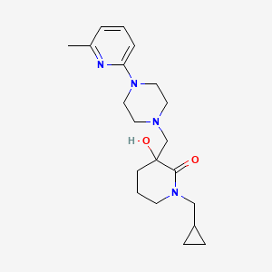molecular formula C20H30N4O2 B6082646 1-(cyclopropylmethyl)-3-hydroxy-3-{[4-(6-methyl-2-pyridinyl)-1-piperazinyl]methyl}-2-piperidinone 