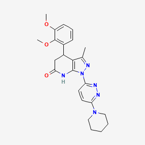 molecular formula C24H28N6O3 B6082687 4-(2,3-dimethoxyphenyl)-3-methyl-1-[6-(1-piperidinyl)-3-pyridazinyl]-1,4,5,7-tetrahydro-6H-pyrazolo[3,4-b]pyridin-6-one 