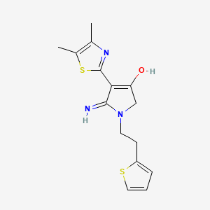 molecular formula C15H17N3OS2 B6082745 5-amino-4-(4,5-dimethyl-1,3-thiazol-2-yl)-1-[2-(2-thienyl)ethyl]-1,2-dihydro-3H-pyrrol-3-one 