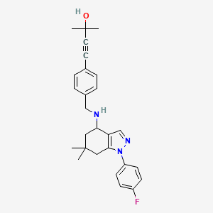 4-[4-({[1-(4-fluorophenyl)-6,6-dimethyl-4,5,6,7-tetrahydro-1H-indazol-4-yl]amino}methyl)phenyl]-2-methyl-3-butyn-2-ol