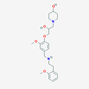 molecular formula C25H36N2O5 B6082800 1-{2-hydroxy-3-[2-methoxy-4-({[2-(2-methoxyphenyl)ethyl]amino}methyl)phenoxy]propyl}-4-piperidinol 