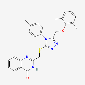 molecular formula C27H25N5O2S B6082802 2-({[5-[(2,6-dimethylphenoxy)methyl]-4-(4-methylphenyl)-4H-1,2,4-triazol-3-yl]thio}methyl)-4(3H)-quinazolinone 
