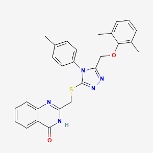 2-[({5-[(2,6-dimethylphenoxy)methyl]-4-(4-methylphenyl)-4H-1,2,4-triazol-3-yl}sulfanyl)methyl]quinazolin-4(3H)-one