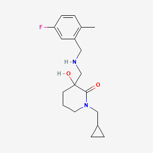 molecular formula C18H25FN2O2 B6082881 1-(cyclopropylmethyl)-3-{[(5-fluoro-2-methylbenzyl)amino]methyl}-3-hydroxy-2-piperidinone 
