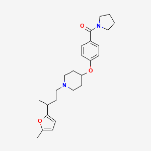 molecular formula C25H34N2O3 B6082883 1-[3-(5-methyl-2-furyl)butyl]-4-[4-(1-pyrrolidinylcarbonyl)phenoxy]piperidine 