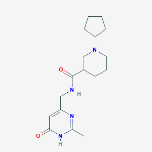molecular formula C17H26N4O2 B6082926 1-cyclopentyl-N-[(6-hydroxy-2-methyl-4-pyrimidinyl)methyl]-3-piperidinecarboxamide 