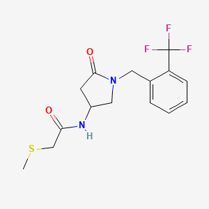 molecular formula C15H17F3N2O2S B6082940 2-(methylthio)-N-{5-oxo-1-[2-(trifluoromethyl)benzyl]-3-pyrrolidinyl}acetamide 