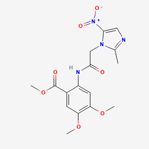 molecular formula C16H18N4O7 B6082975 methyl 4,5-dimethoxy-2-{[(2-methyl-5-nitro-1H-imidazol-1-yl)acetyl]amino}benzoate 