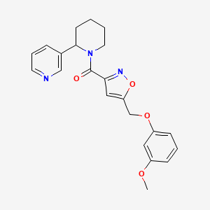molecular formula C22H23N3O4 B6082992 3-[1-({5-[(3-methoxyphenoxy)methyl]-3-isoxazolyl}carbonyl)-2-piperidinyl]pyridine 