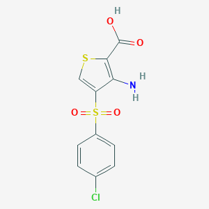 molecular formula C11H8ClNO4S2 B060830 3-Amino-4-[(4-chlorophenyl)sulphonyl]thiophene-2-carboxylic acid CAS No. 175201-47-5