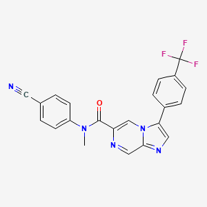 molecular formula C22H14F3N5O B608302 N-(4-cyanophenyl)-N-methyl-3-(4-(trifluoromethyl)phenyl)imidazo[1,2-a]pyrazine-6-carboxamide CAS No. 1513879-18-9