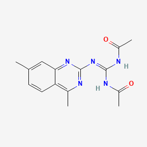 molecular formula C15H17N5O2 B6083041 N,N'-{[(4,7-dimethyl-2-quinazolinyl)amino]methylylidene}diacetamide 