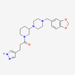 molecular formula C23H31N5O3 B6083049 1-(1,3-benzodioxol-5-ylmethyl)-4-{1-[3-(1H-pyrazol-4-yl)propanoyl]-3-piperidinyl}piperazine 